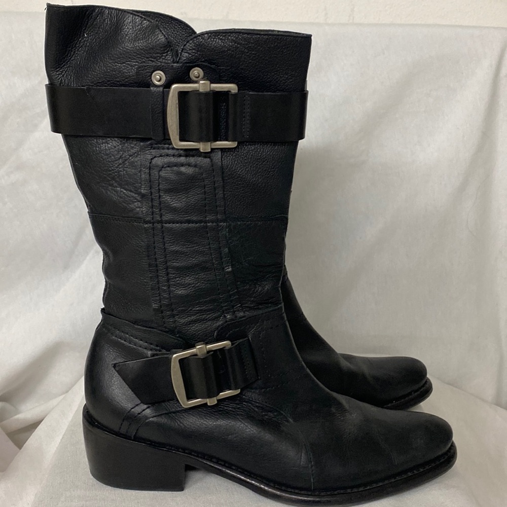 Vera Wang Lavender Black Leather Boot Gem
